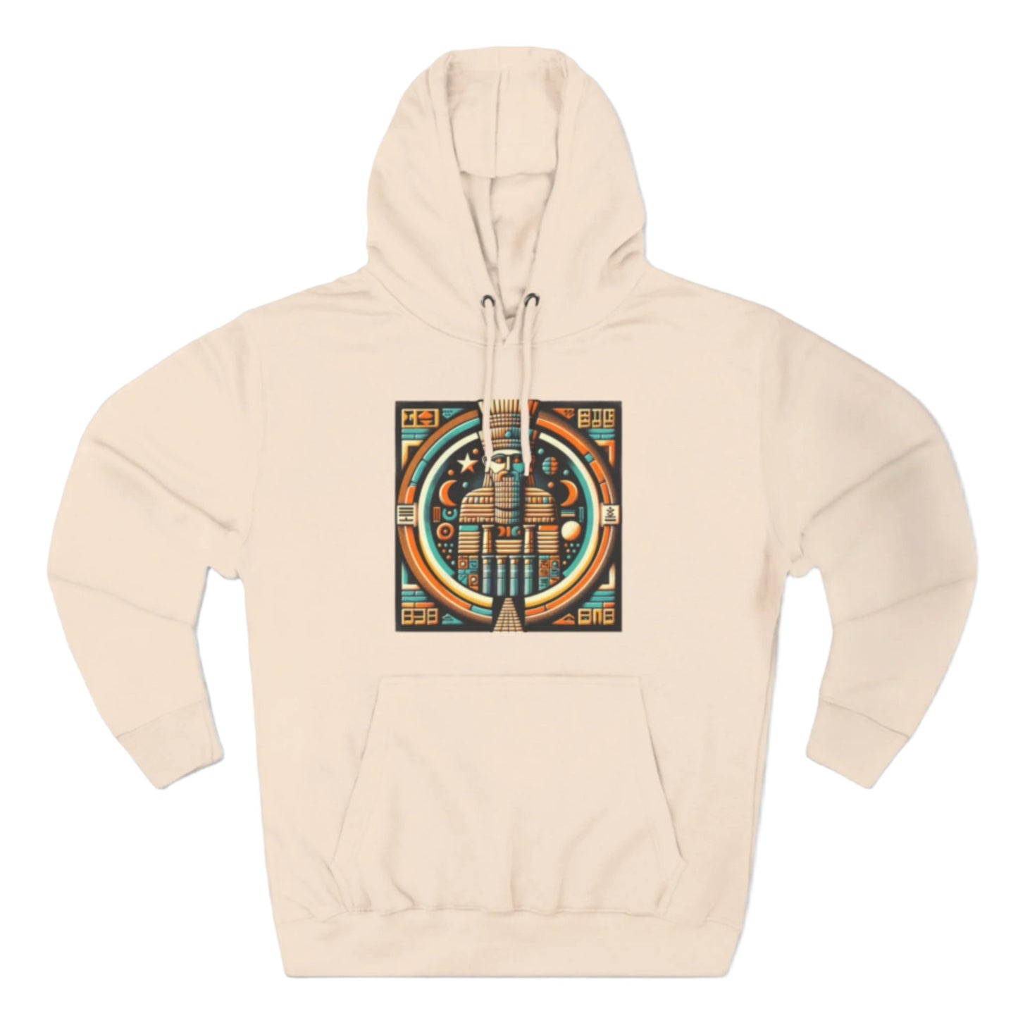 Pale Pink hoodie with graphic of Anu (An), the Mesopotamian sky god and father of deities like Enki, Enlil, and Inanna.